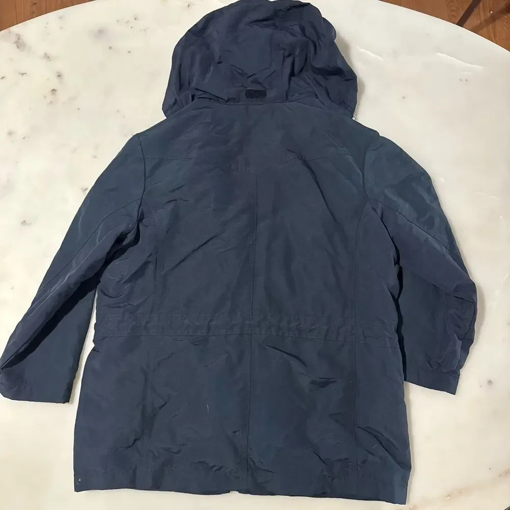 Lands' End Girls S 6-8 Navy Hooded Basic Utility Field Waterproof Jacket Mesh